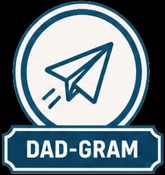 Dadgram logo showing a paper airplane.