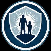 a drawing of a silhouette of a dad holding a child's hand